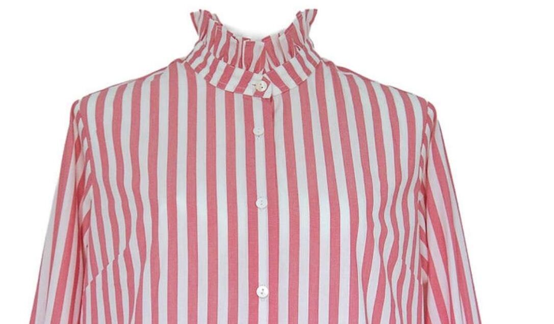 Bluse "Parasol" in Melone mit Rüschenkante